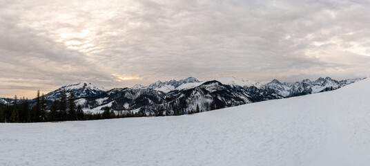 Winter panorama of the High Tatras from Rusinowa Polana. Zakopane, Lesser Poland, Poland. © Grzegorz