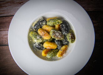 Multicoloured gnocci potato peru italian food, Homemade, High quality photo