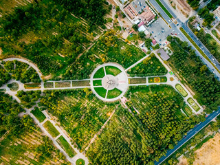 Aerial view of Victory park in Bishkek