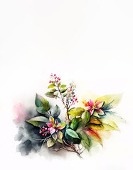 Colorful watercolor spring flowers. Generated AI
