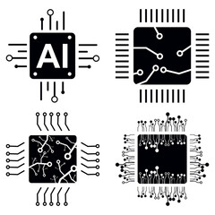 set of black and white icons for web