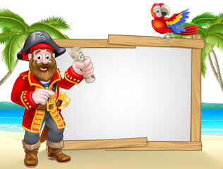 Pirate Cartoon Beach Background