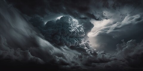 The sky is dramatic with thunderclouds in stormy weather, Generative AI