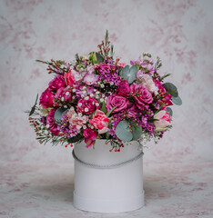 Beautiful bouquet of flowers in a box
