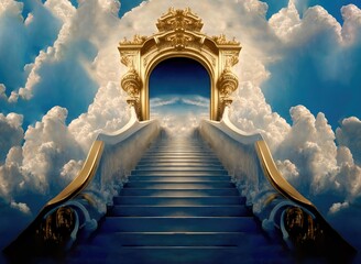 Stairs with access to the gateway to the Kingdom of Heaven Salvation and Victory through Jesus Christ