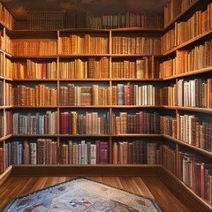 Fototapeta premium A well-stocked bookshelf 1_SwinIRGenerative AI