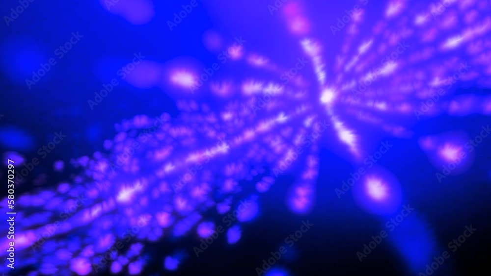 Poster slow energy flying particles. motion. lines of tiny shining lines with 3d effect.