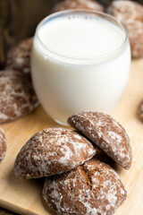 Fresh chocolate gingerbread and mill milk