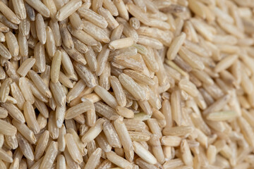 Unprocessed healthy dark rice, close up