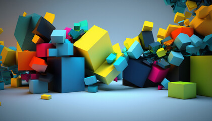 Colorful 3D Blocks Abstract Desktop Wallpaper