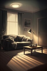illustration, a comfortable living room ,generative ai