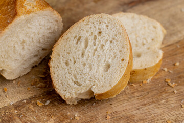 white wheat french baguette close up