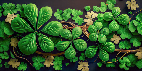 Abstract background with clover, celebration on the 17th March of the St. Patrick's Day,holiday celebration concept,  Generative AI