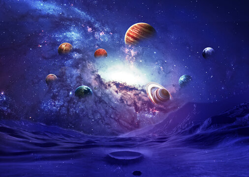 Great view of outer space High resolution images presents creating planets of the solar system 3D illustration © Mohamed
