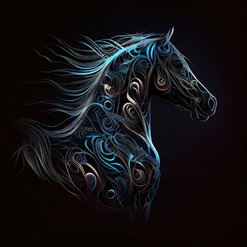Fractal Glowing Animal horse elephant cat dog bear dragon bull ram loin polar bear, highland cow