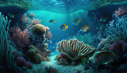 Underwater, Wallpaper, Background, Generative AI, Illustration