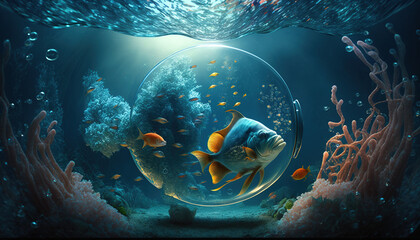 Obraz na płótnie Canvas Underwater, Wallpaper, Background, Generative AI, Illustration