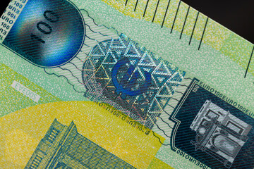 Fototapeta na wymiar details of the one hundred euro European banknote European Union