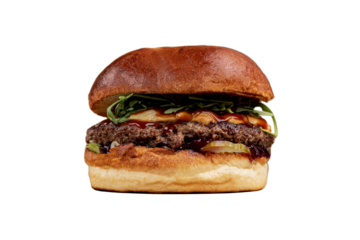 Cheesy Burger Delight on a Plate  Grilled to Perfection Burger Bliss Savory Layers of Burger Goodness png