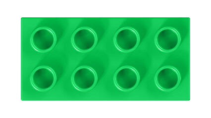 Dark Seafoam Green Block Isolated on a White Background. Close Up View of a Plastic Children Game Brick for Constructors, Top View. High Quality 3D Rendering with a Work Path. 8K Ultra HD