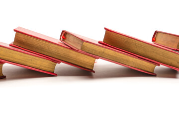 Old books isolated on white background.