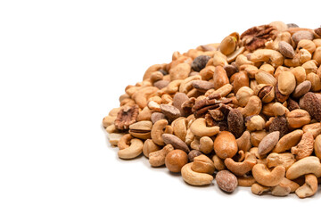 A group of almonds, pistachios, walnuts, macadamia, cashews.