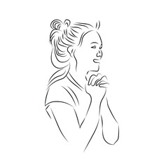 vektor line sketch of girl face, good for design element