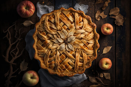Pie with intricate pie crusts.