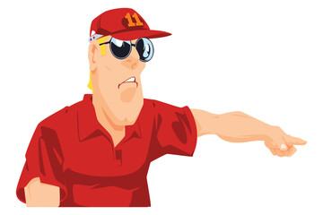 Funny man points his finger. Illustration for internet and mobile website.
