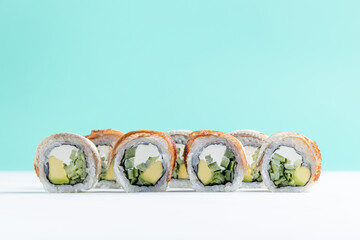 California and Philadelphia Sushi Rolls A Colorful and Delicious Array: California and Philadelphia Sushi Rolls