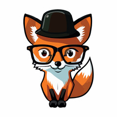 Cute fox cartoon style flat vector illustration with isolated background