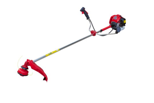 brush cutter on a white background,gardener's tool, gasoline trimmer, brush cutter