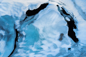 Background of iced water with snow