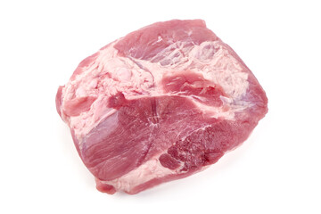 Raw pork ham, pork leg, isolated on white background.