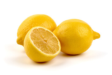 Fresh lemon, isolated on white background.