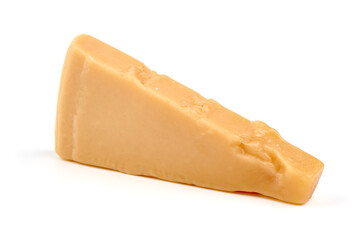 Parmesan cheese, italian hard cheese, isolated on white background.