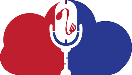 Podcast food logo icon designs vector. Food Podcast for sign, mascot or other.