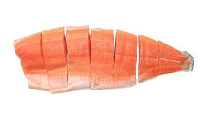 Raw salmon fillet on transparent background (PNG File)