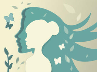 Flat illustration on a theme girl on the side, art