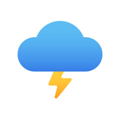 Weather icon of thunderstorm. Gradient colors. Isolated vector and PNG illustration on transparent background.