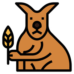 kangaroo filled outline icon style - obrazy, fototapety, plakaty