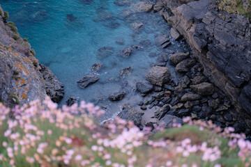 Sea inlet among cliffs at Godrevy, Cornwall