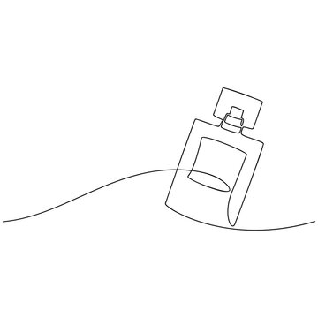 recommend clip art: Abstract hand drawn perfume bottle vector. One line continuous drawing illustration. Linear fragrance silhouette icon. Minimal design element, print, banner, card, wall art poster, brochure, logo.