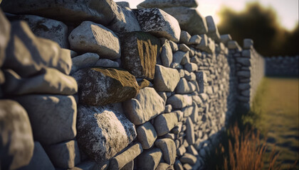 ancient stone wall in the nature field Generative AI, Generativ, KI