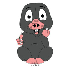 cute mole animal cartoon illustration