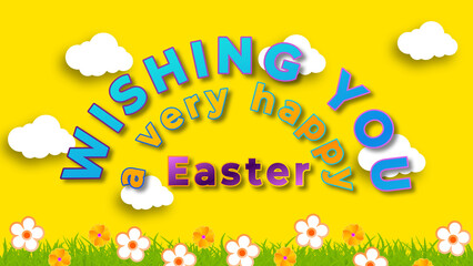 curve text style using for Easter holiday wishes on beautiful background