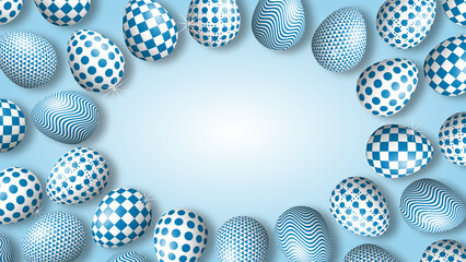 blue decorated Easter eggs background