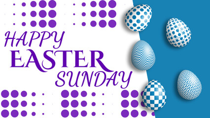 Easter greetings and wishes with decorated eggs and dot design