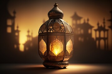Arabic Lantern with Copy Space for text. Generative AI.