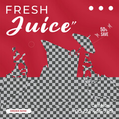 Fresh juice business marketing social media post or web banner template design with abstract background, logo and icon. 